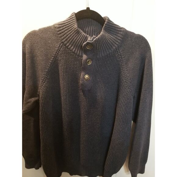 Original Weatherproof Mens Large Blue 1/4 Button Pullover Grandpa Sweater Waffle - Picture 1 of 8